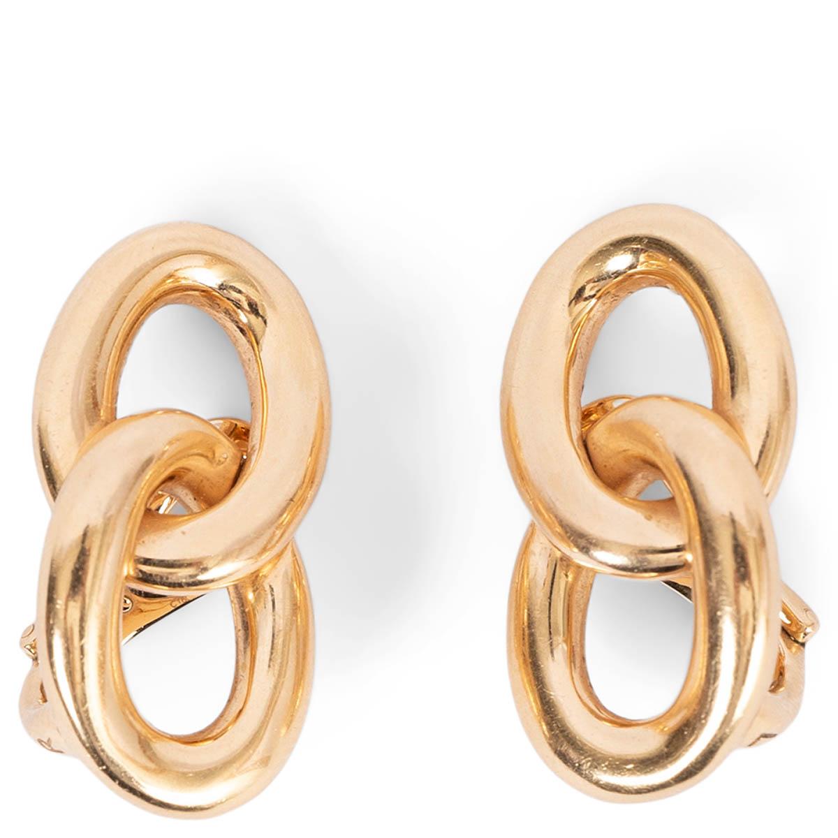 Clips d'oreilles CHLOE en or rose 18 carats avec chaîne CATENE en vente