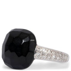 CHLOE 18k White Gold JET & DIAMOND CAPRI Ring 55