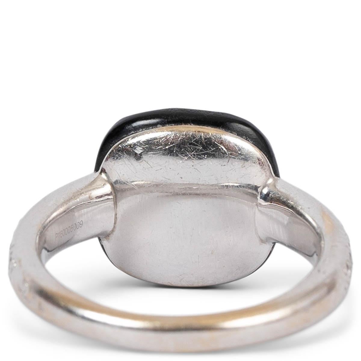 Women's or Men's CHLOE 18k White Gold JET & DIAMOND CAPRI Ring 55 For Sale