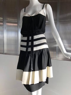 Chloe 1920s Inspired Skirt and Camisole in Black and White Stripes