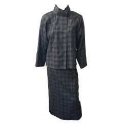 Vintage Chloe 1980s Black & Grey Wool Skirt Suit Size 6. Never Worn.