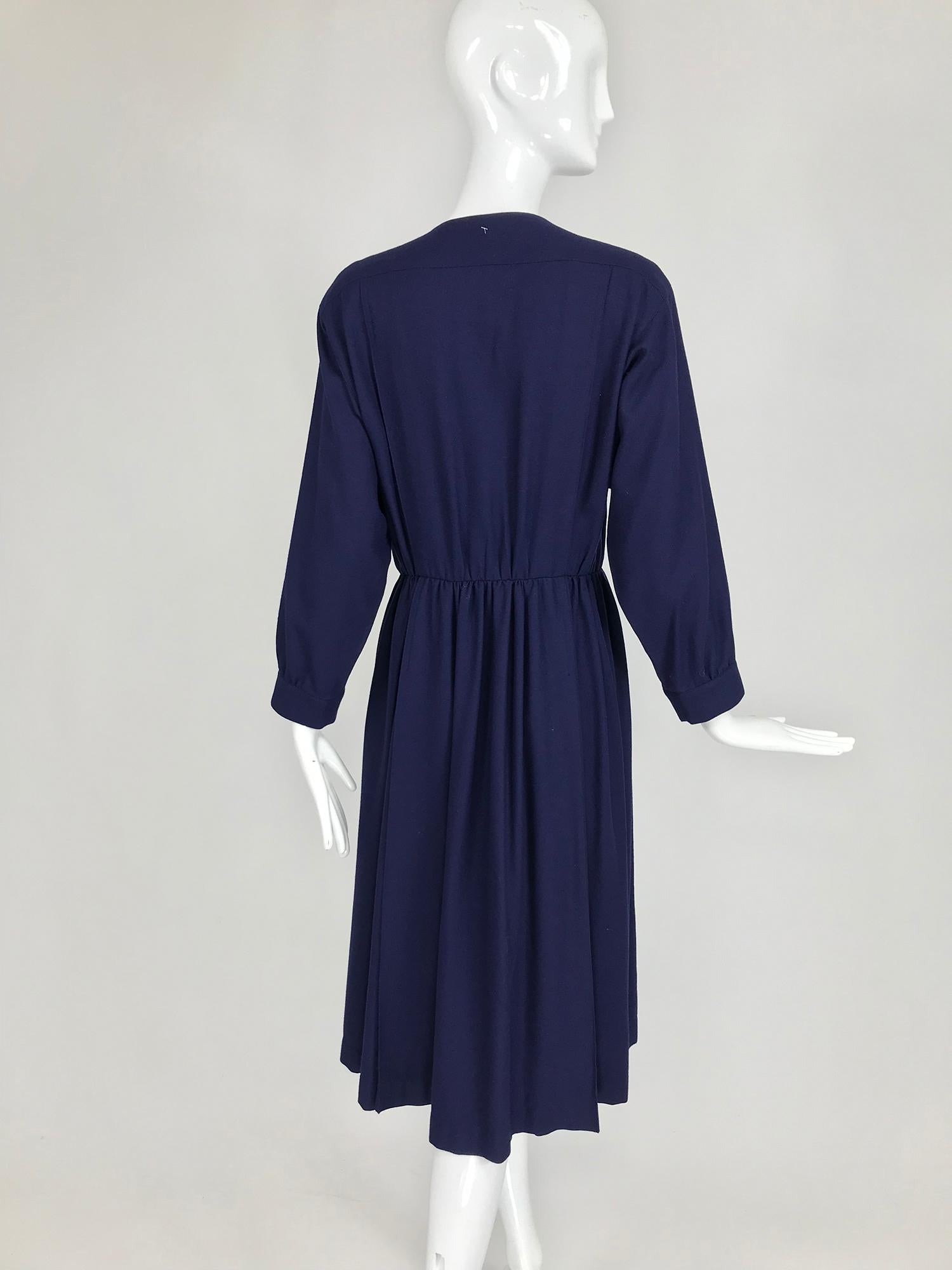 Chloe 1981 Karl Lagerfeld Blue Embroidered Button Front Dress Documented 5
