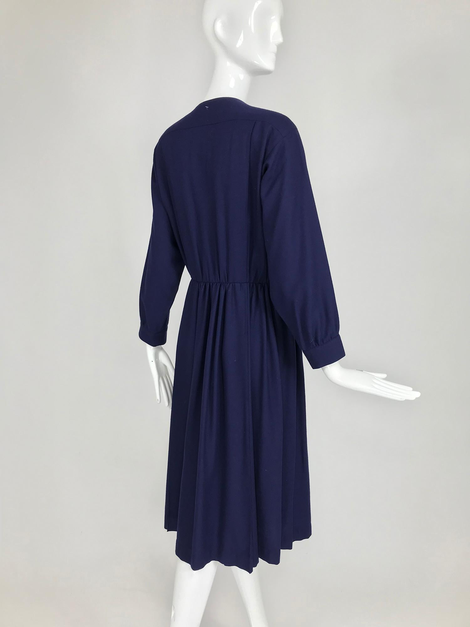 Chloe 1981 Karl Lagerfeld Blue Embroidered Button Front Dress Documented 8