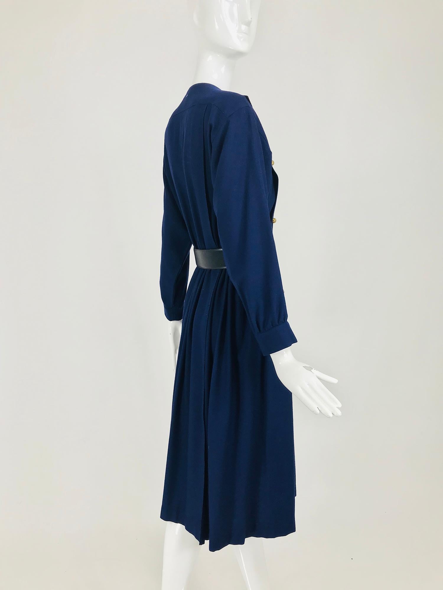 Chloe 1981 Karl Lagerfeld Blue Embroidered Button Front Dress Documented 9