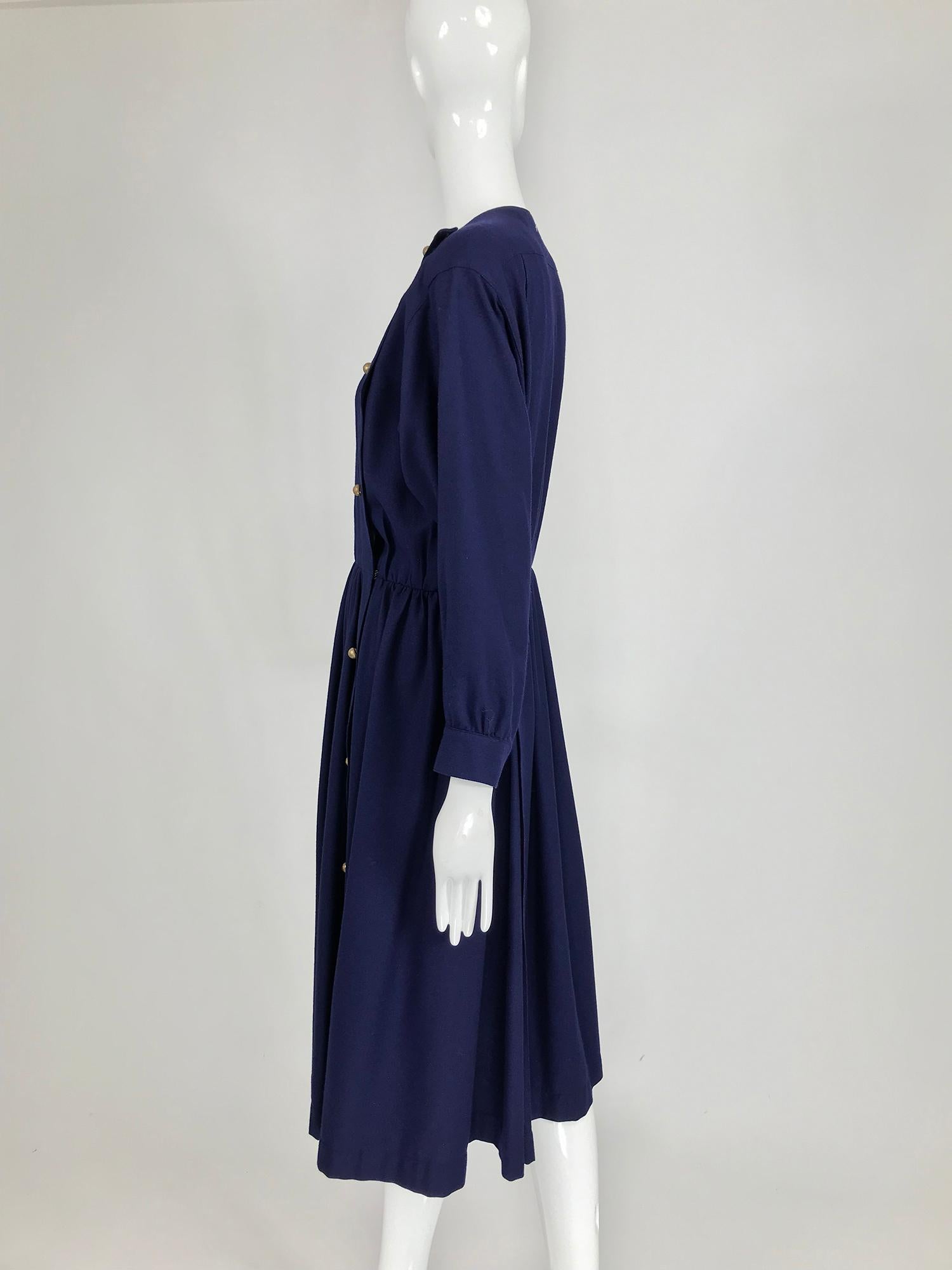 Chloe 1981 Karl Lagerfeld Blue Embroidered Button Front Dress Documented 2