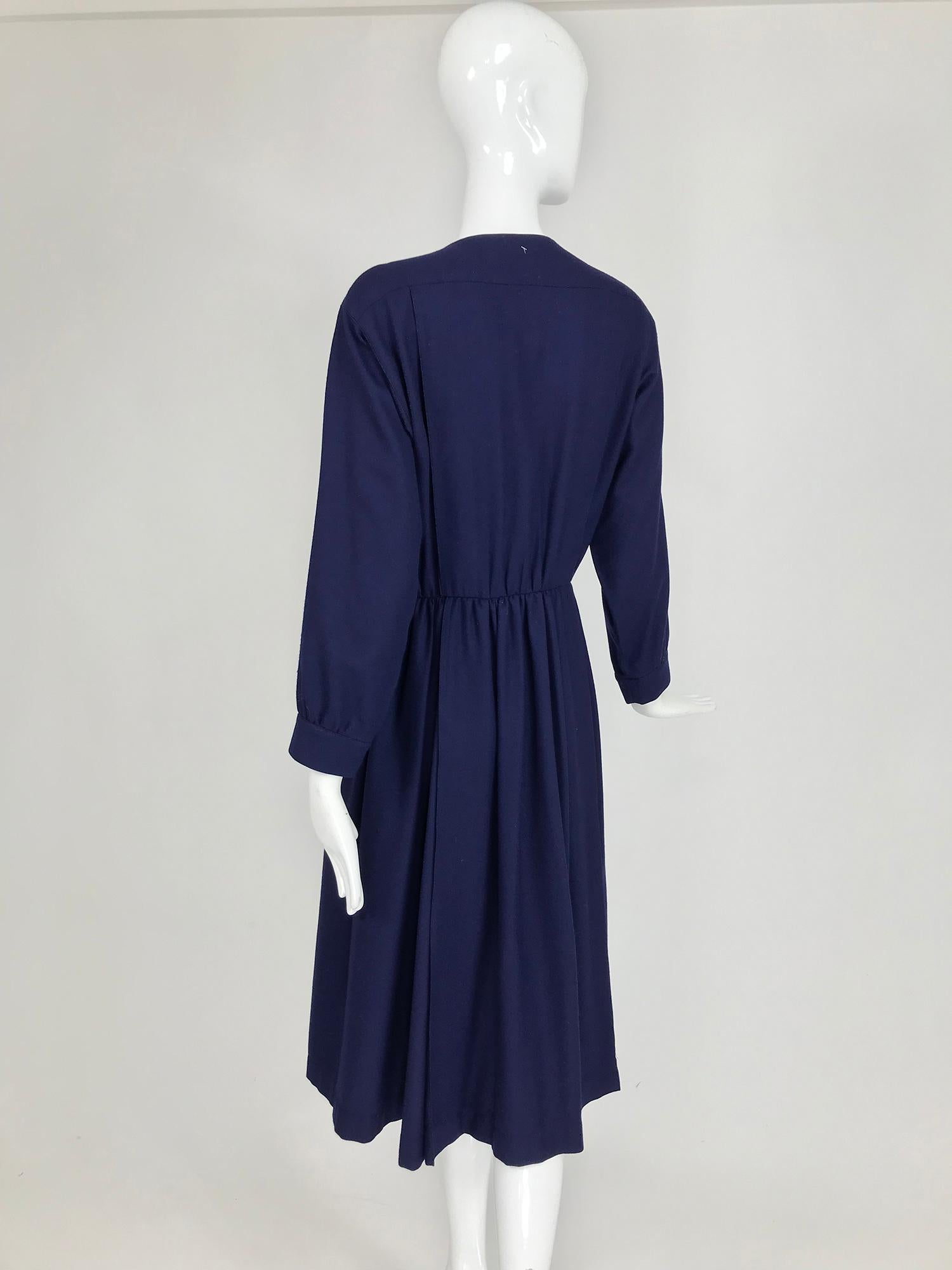 Chloe 1981 Karl Lagerfeld Blue Embroidered Button Front Dress Documented 3