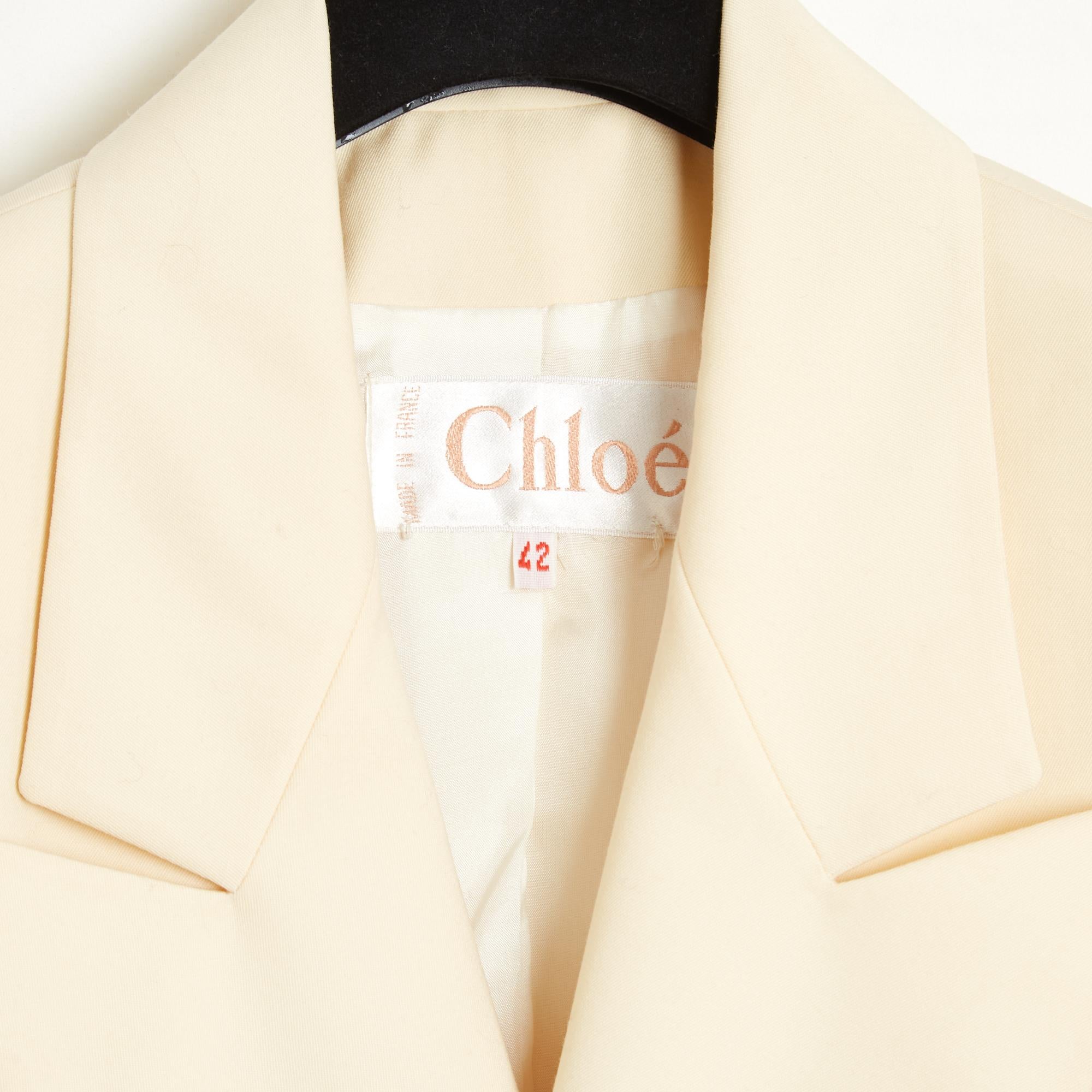 Chloé 1985s Karl Lagerfeld Veste FR42 Chaqueta Blazer Lana Crudo UK14 US12 Chloe Blanco en venta