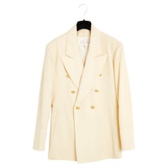 Chloé 1985s Karl Lagerfeld Veste FR42 Ecru Wool Blazer Jacket UK14 US12 Chloe