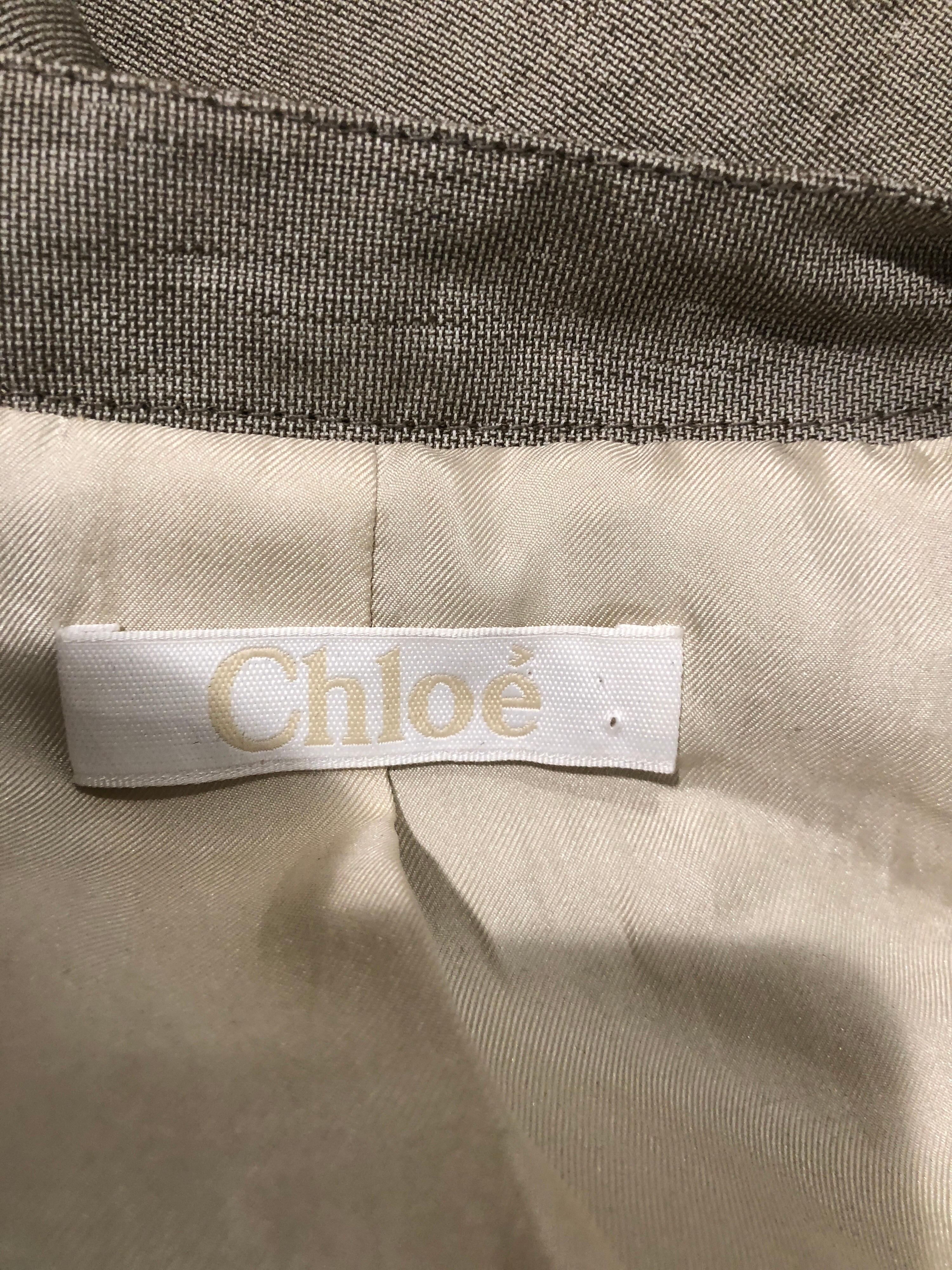 Chloe Años 90 Stella McCartney Chaqueta Safari Beige Caqui Lino Manga Corta en venta 10