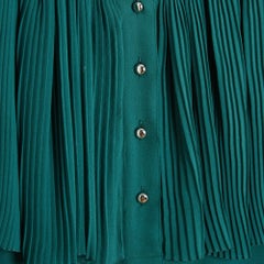 Chloe 1995s Top FR40 Green silk pleated Shirt Blouse UK12 US10 Lagerfeld Chloé
