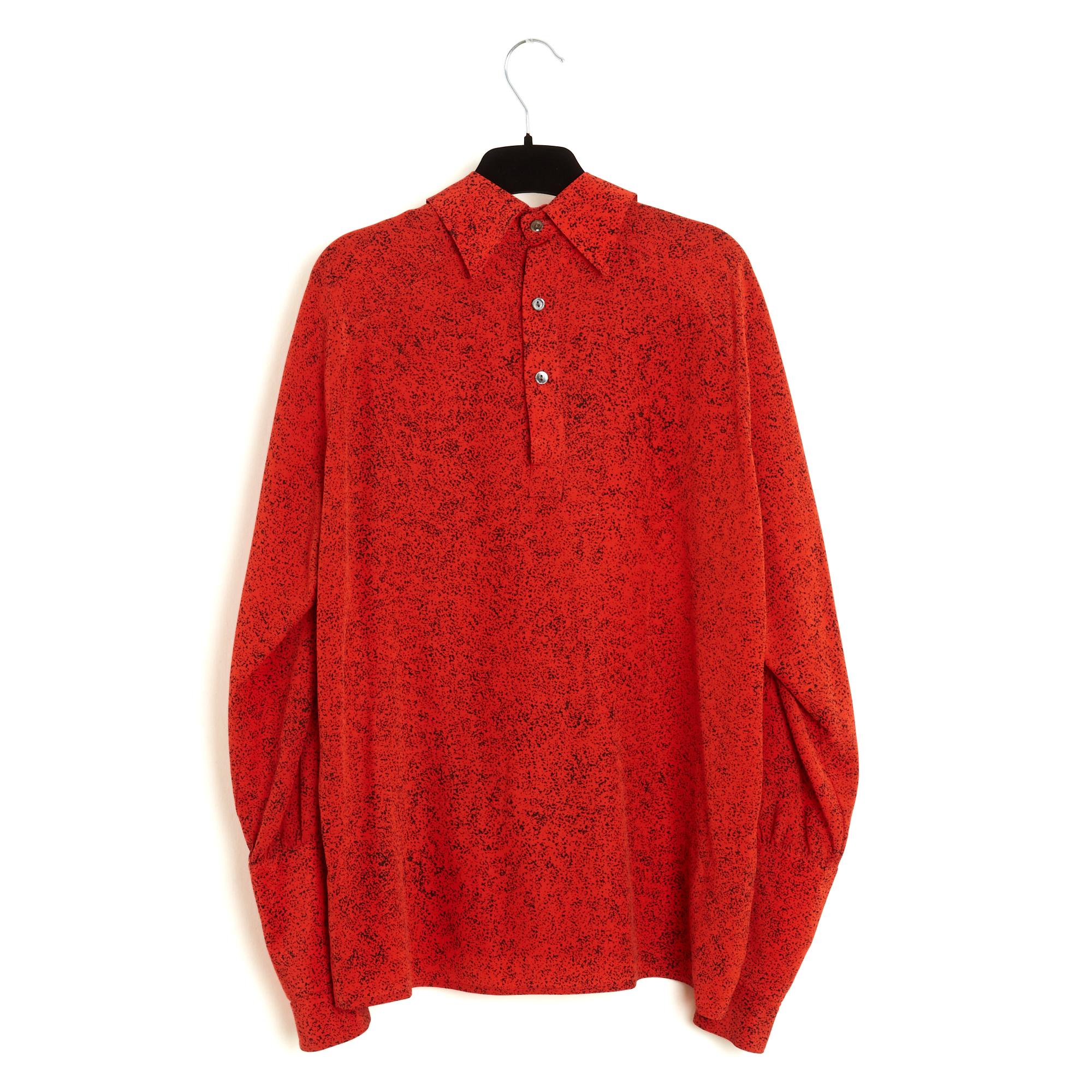 Chloe 1995s Top FR40 Red Black Silk Ascot Knot Blouse UK12 US10 Lagerfeld Chloé For Sale 6