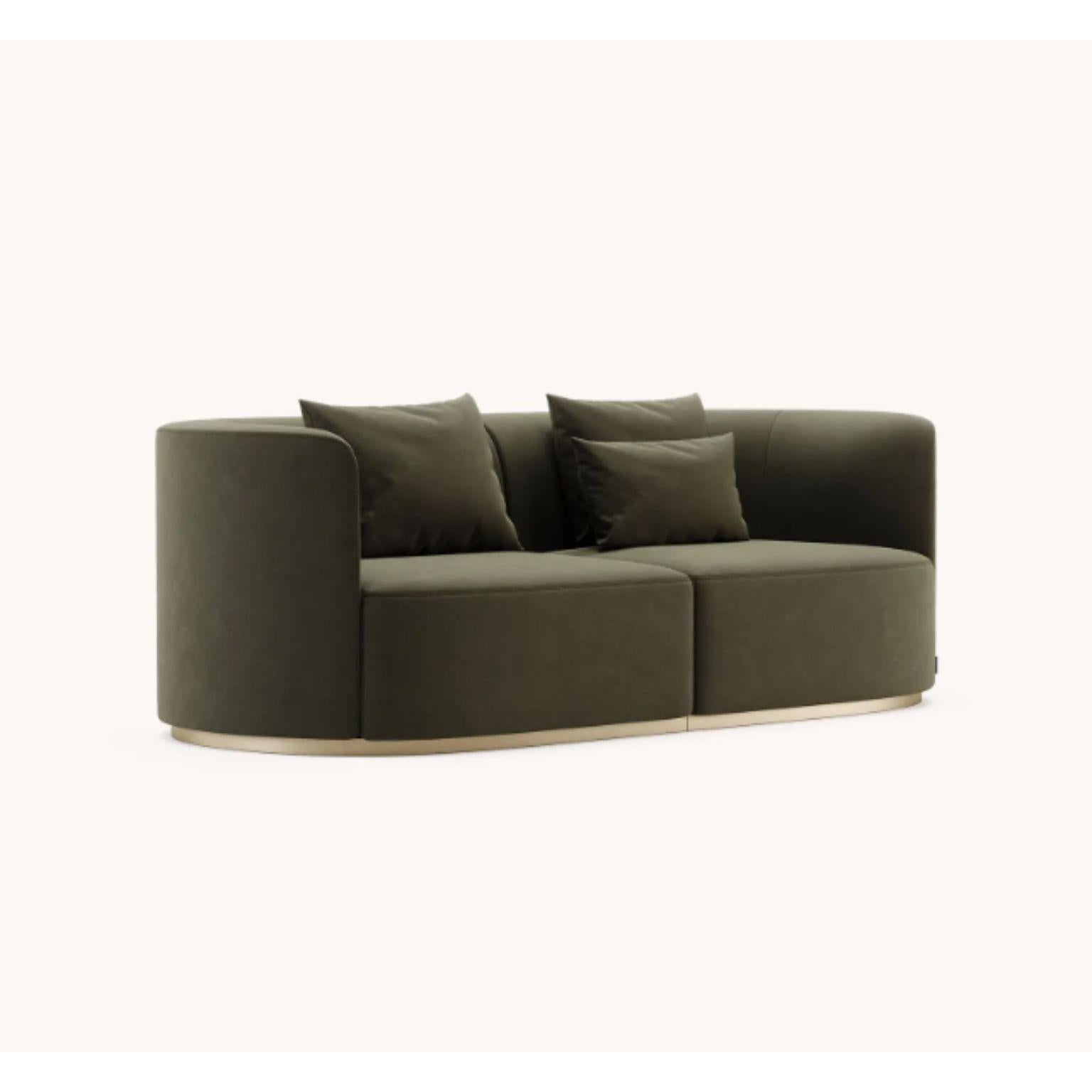 Chloe 2 seats sofa by Domkapa
Materials: Rose gold brushed, fabric (Tarn 24). 
Dimensions: W 220 x D 100 x H 75.5 cm.
Also available in different materials. Please contact us.

Chloe is an outstanding design piece with striking aesthetic