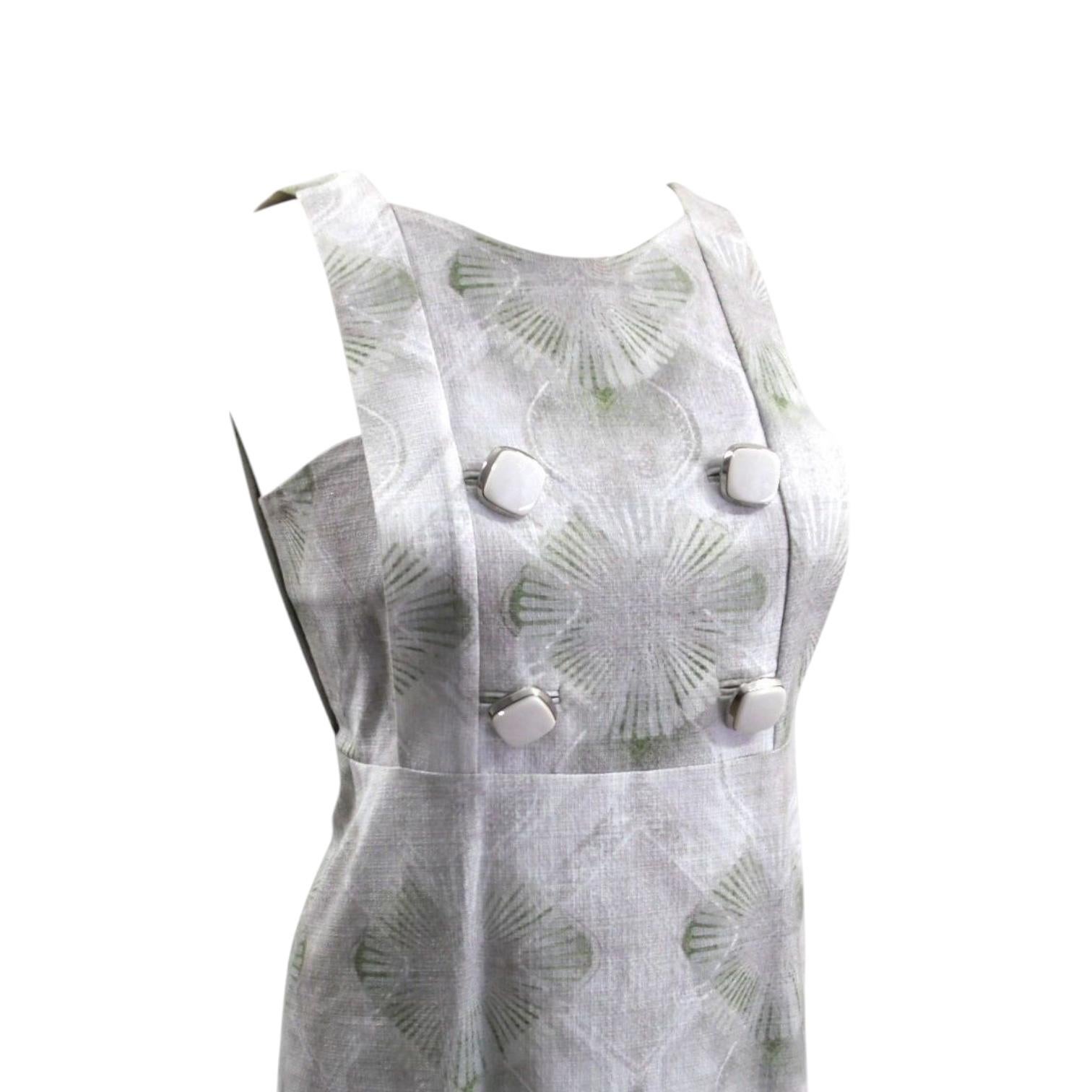CHLOE 2007 Collection SHIFT A-LINE DRESS GREY Green Silver 40 4 6 In Good Condition For Sale In Hollywood, FL