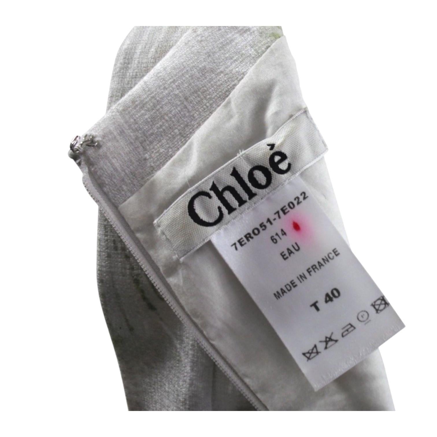 CHLOE 2007 Collection SHIFT A-LINE DRESS GREY Green Silver 40 4 6 For Sale 1