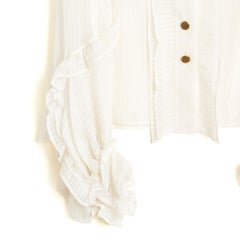 Chloé 2007 Top FR40 Silk Pekin Ruffles Blouse UK12 US8 Chloe