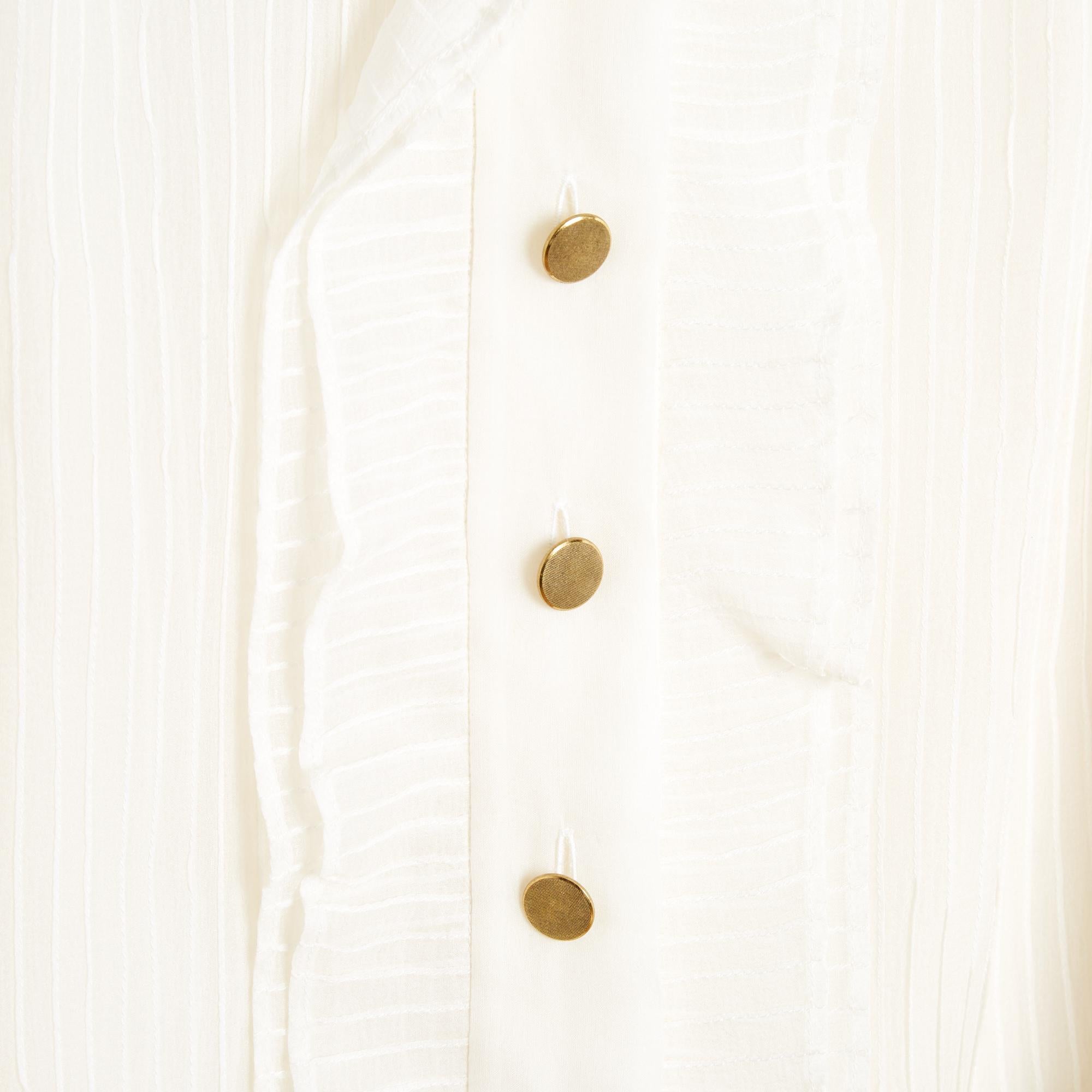 Blanc Chloe 2007 Top FR40 Silk Pekin Ruffles Blouse UK12 US8 Chloe
