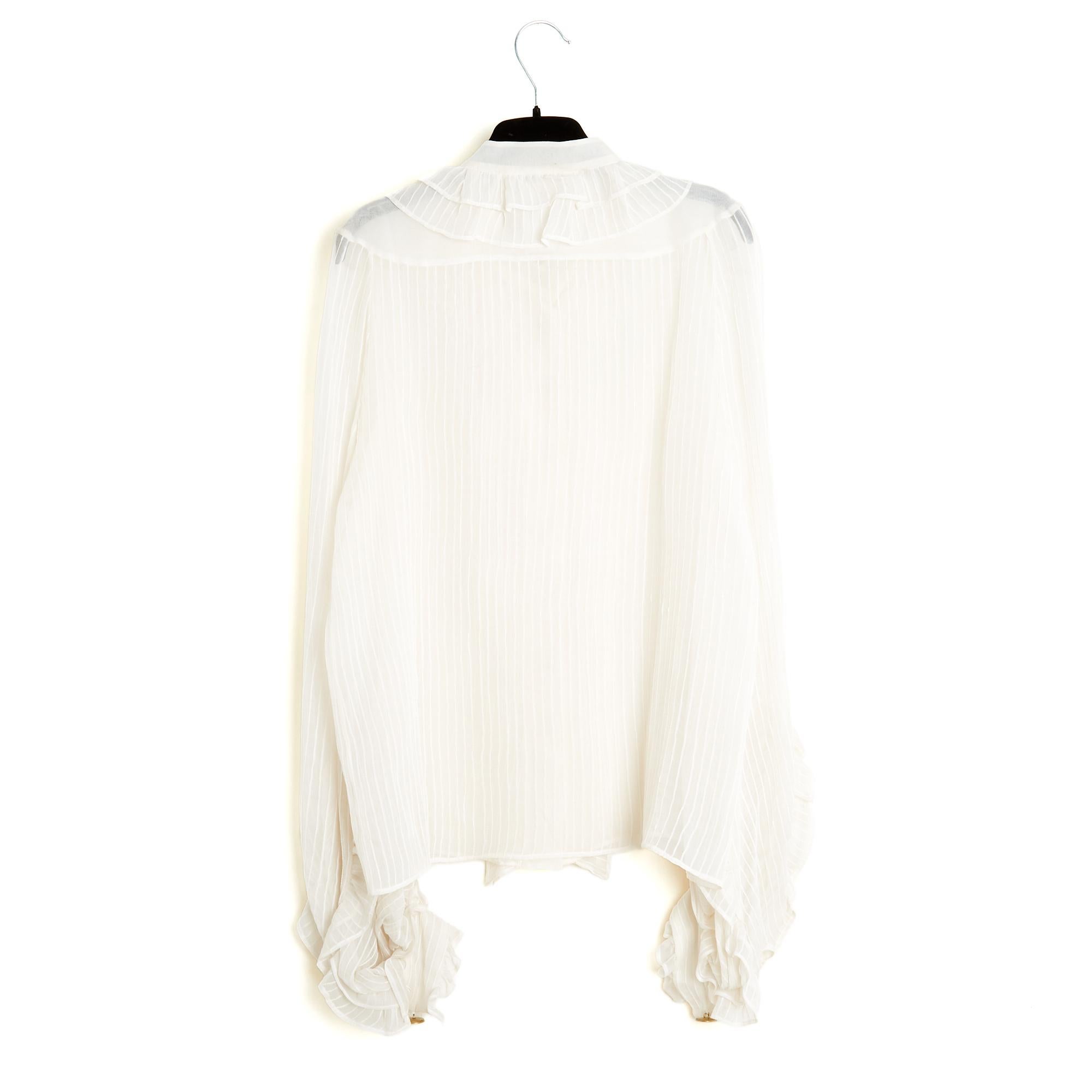 Chloe 2007 Top FR40 Silk Pekin Ruffles Blouse UK12 US8 Chloe 1