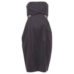 CHLOE 2011 aged chain embellishments pleated cut out strapless dress FR36 S