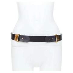 CHLOE 2011 dual peg dual gold plate accent smooth leather adjustable waist belt