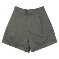Chloé 2011 Runway High Waist Tailored Olive Gris Silk Cotton Shorts France Paris