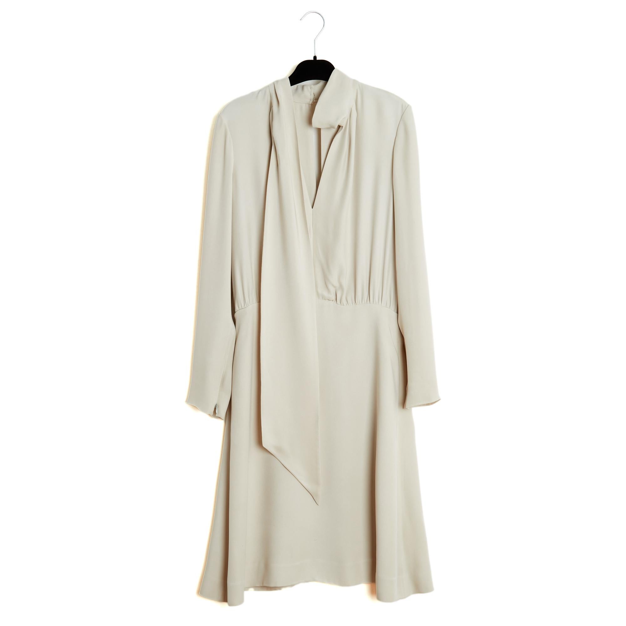 Chloé 2012 Robe FR40 Kreide Krepp Krawattenkleid UK12 US10 Chloe im Angebot 1