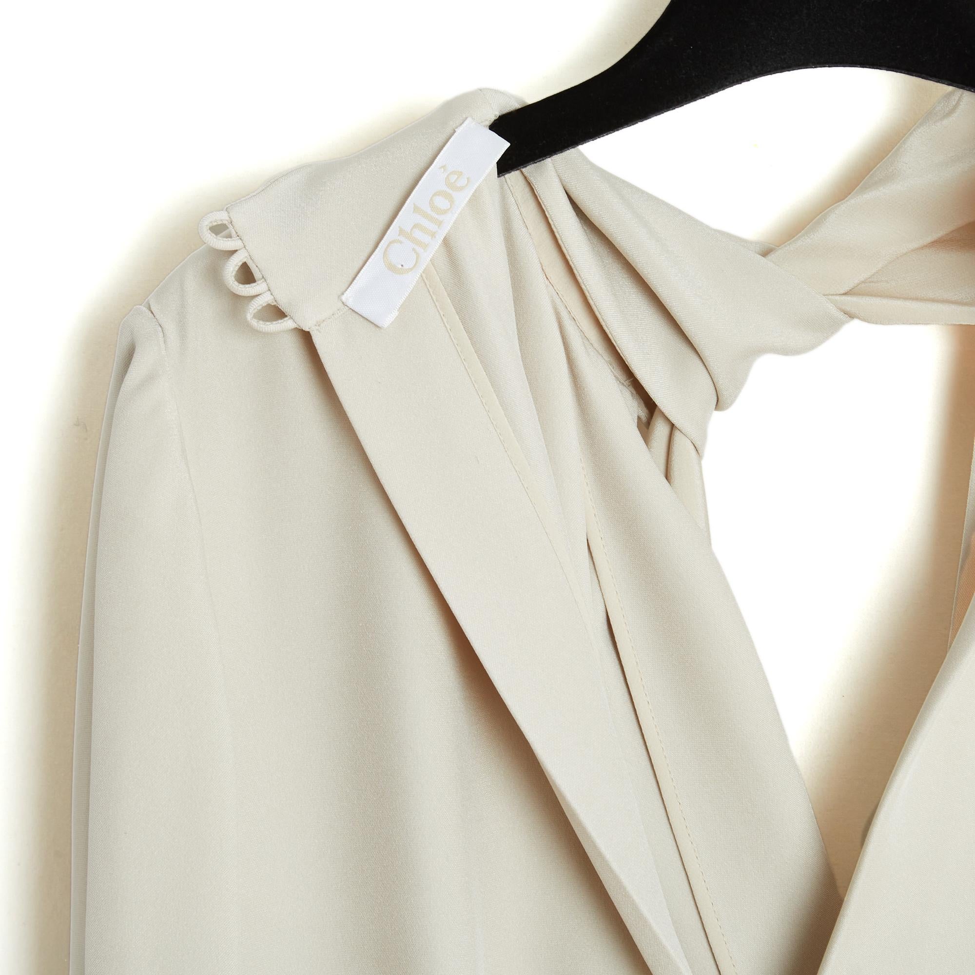 Chloé 2012 Robe FR40 Kreide Krepp Krawattenkleid UK12 US10 Chloe im Angebot 2