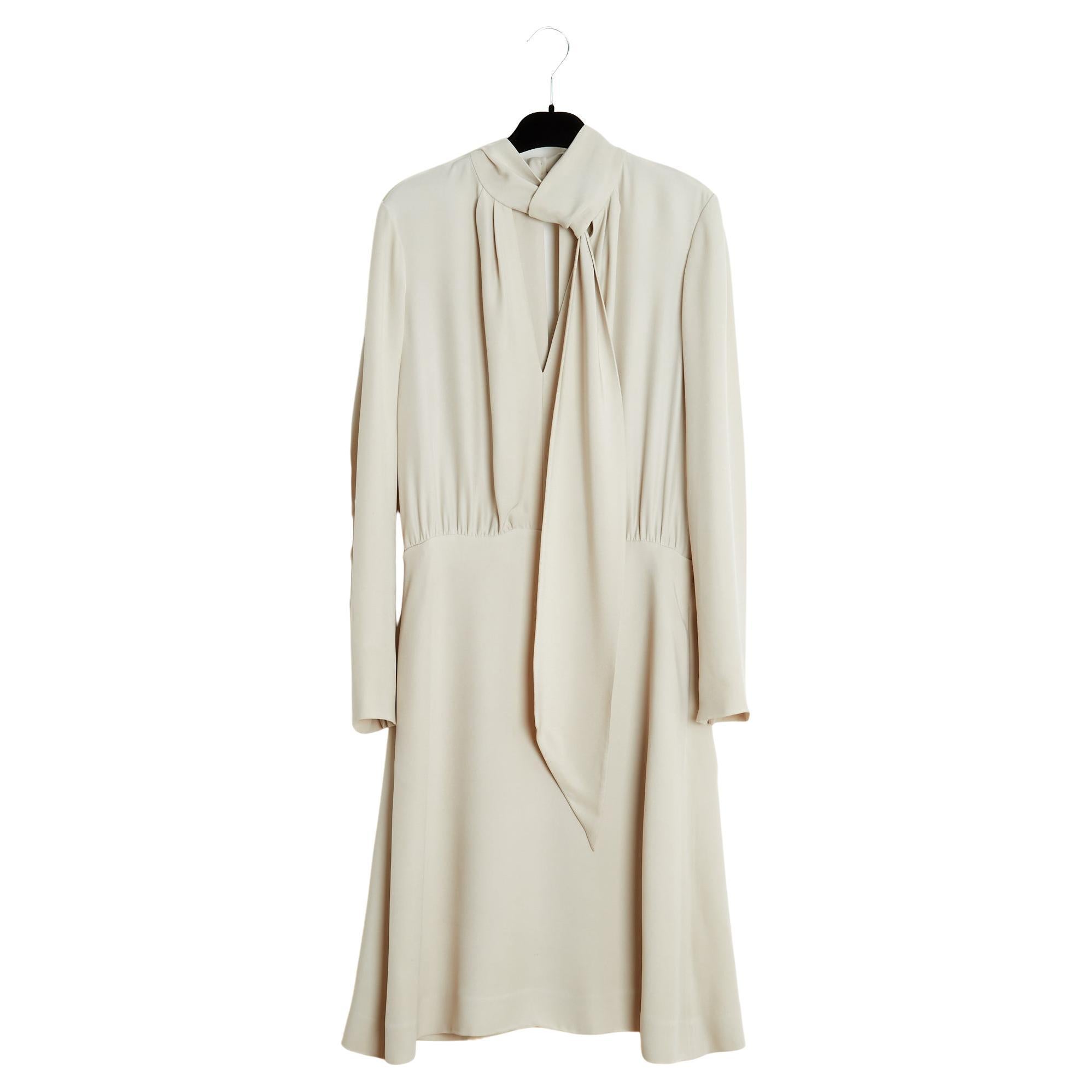 Chloé 2012 Robe FR40 Kreide Krepp Krawattenkleid UK12 US10 Chloe im Angebot