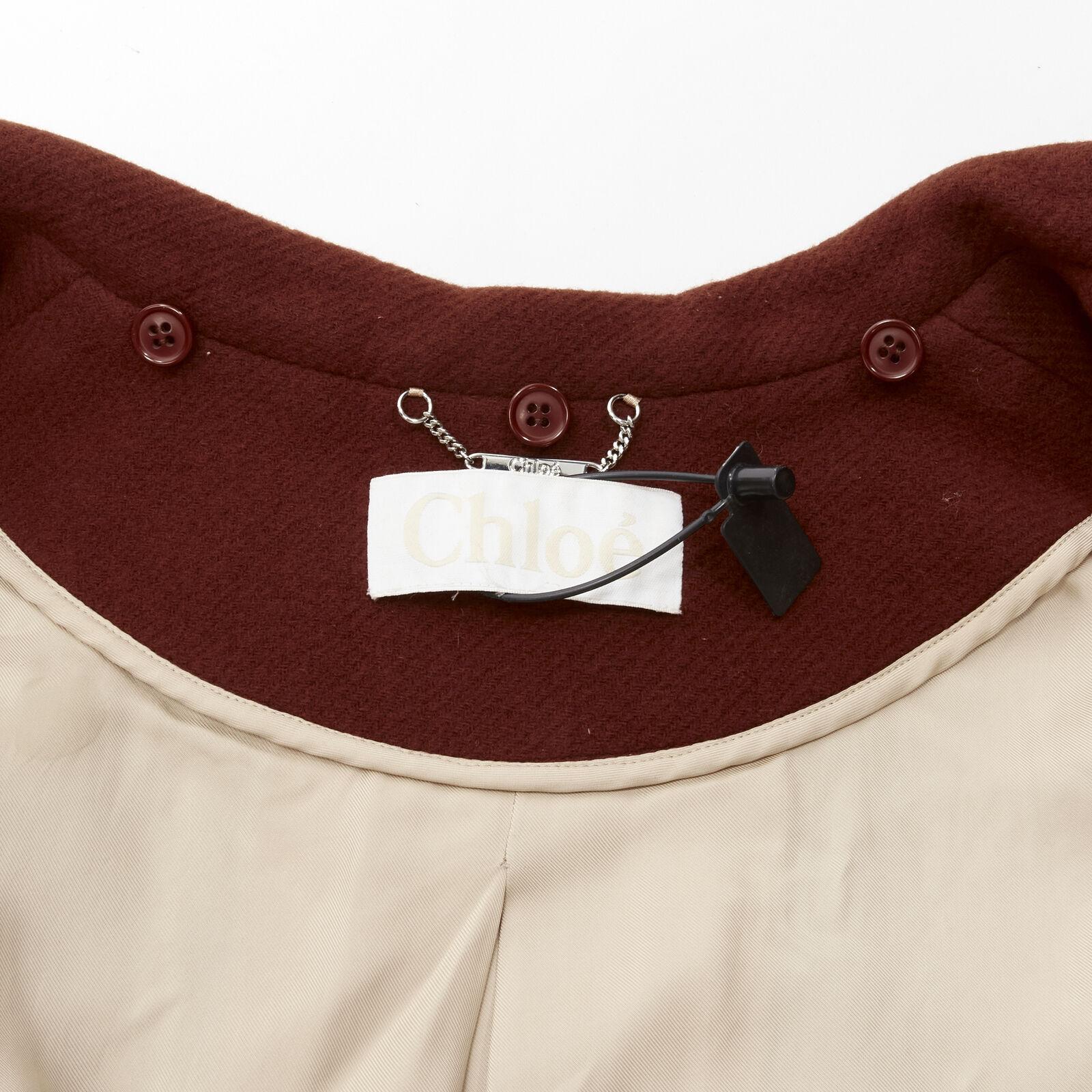 CHLOE 2015 brick red wool toggle belt long coat FR38 M For Sale 5