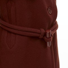 CHLOE 2015 brick red wool toggle belt long coat FR38 M