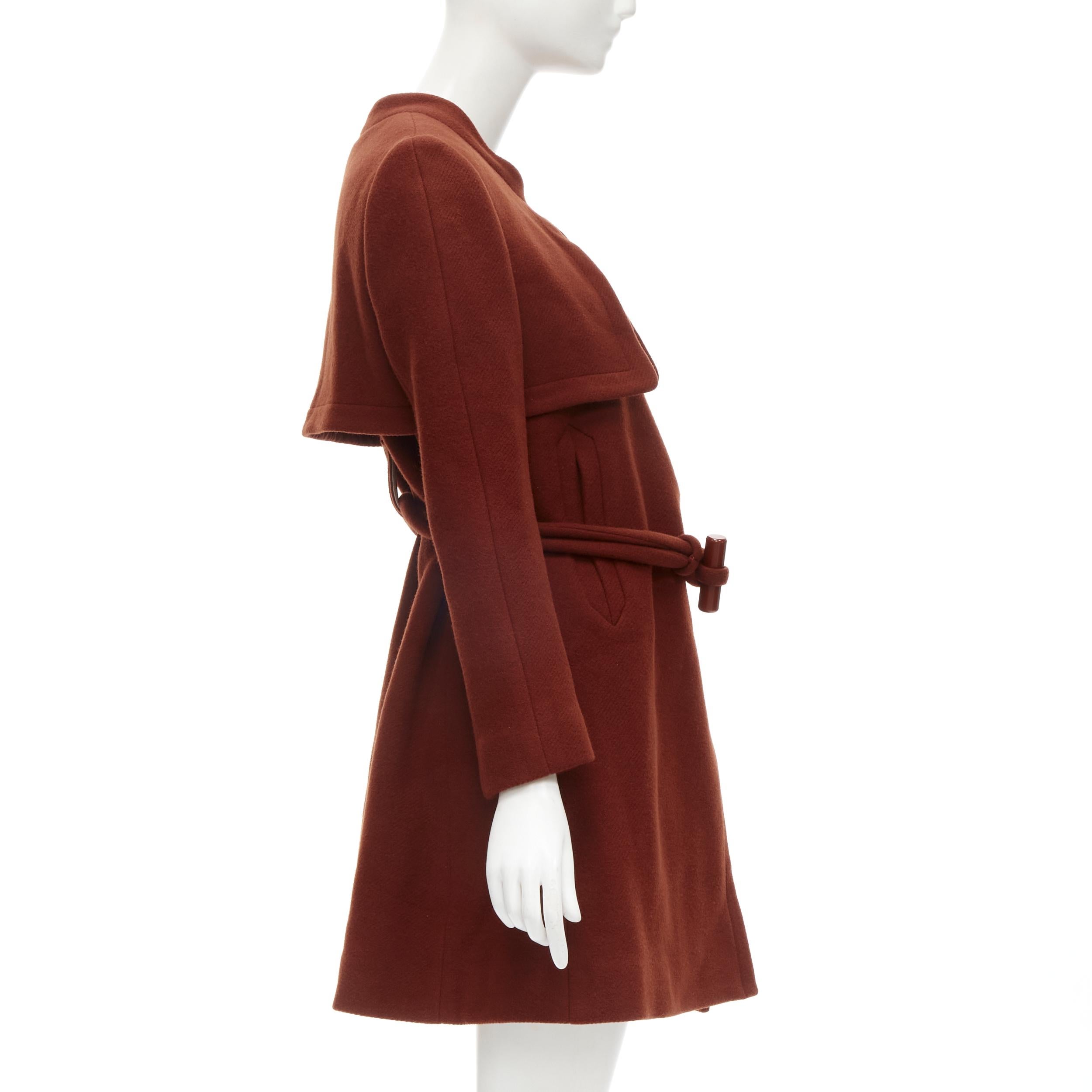 CHLOE 2015 brick red wool toggle belt long coat FR38 M 1
