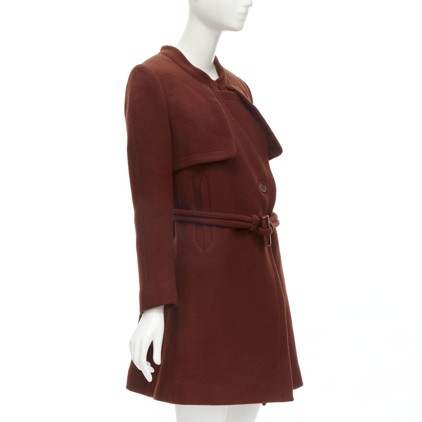 Women's CHLOE 2015 brick red wool toggle belt long coat FR38 M For Sale