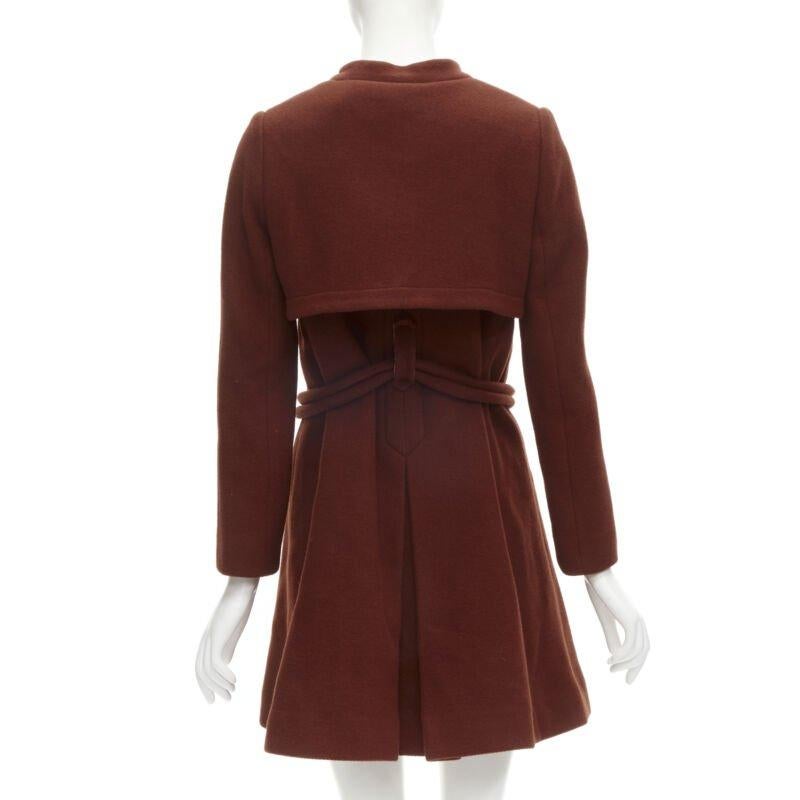 CHLOE 2015 cappotto lungo in lana rosso mattone con cintura ad alamari FR38 M in vendita 1