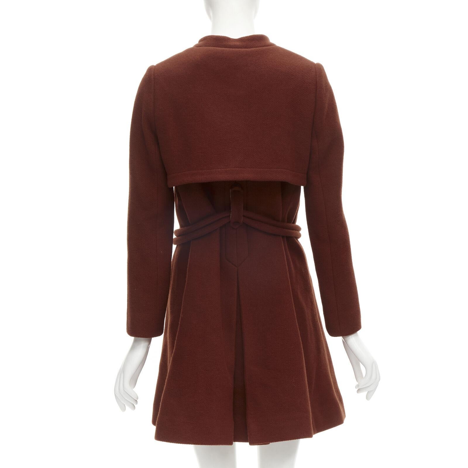 CHLOE 2015 brick red wool toggle belt long coat FR38 M For Sale 2