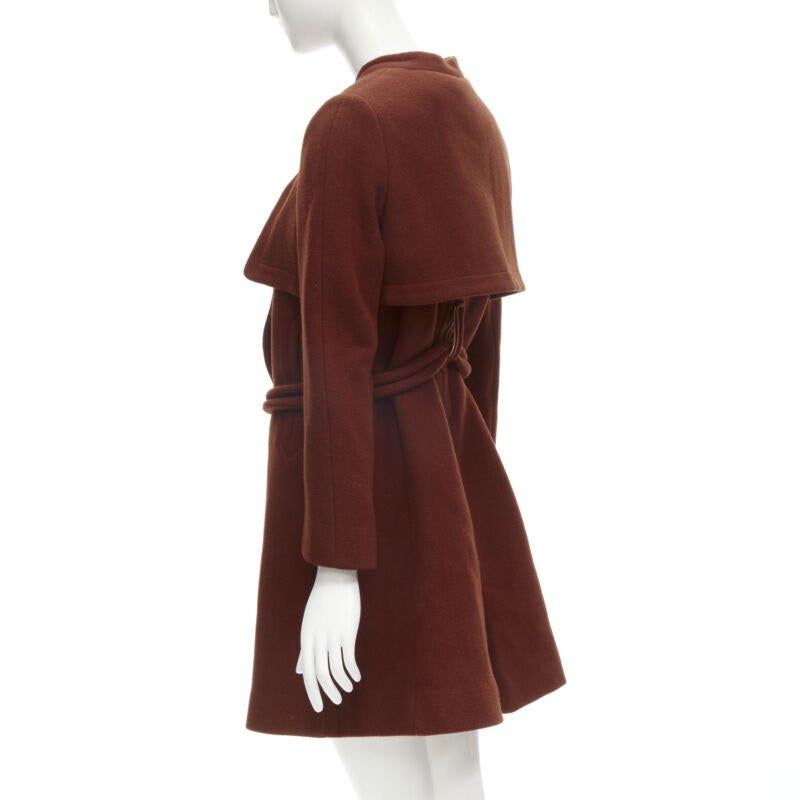 CHLOE 2015 cappotto lungo in lana rosso mattone con cintura ad alamari FR38 M in vendita 2