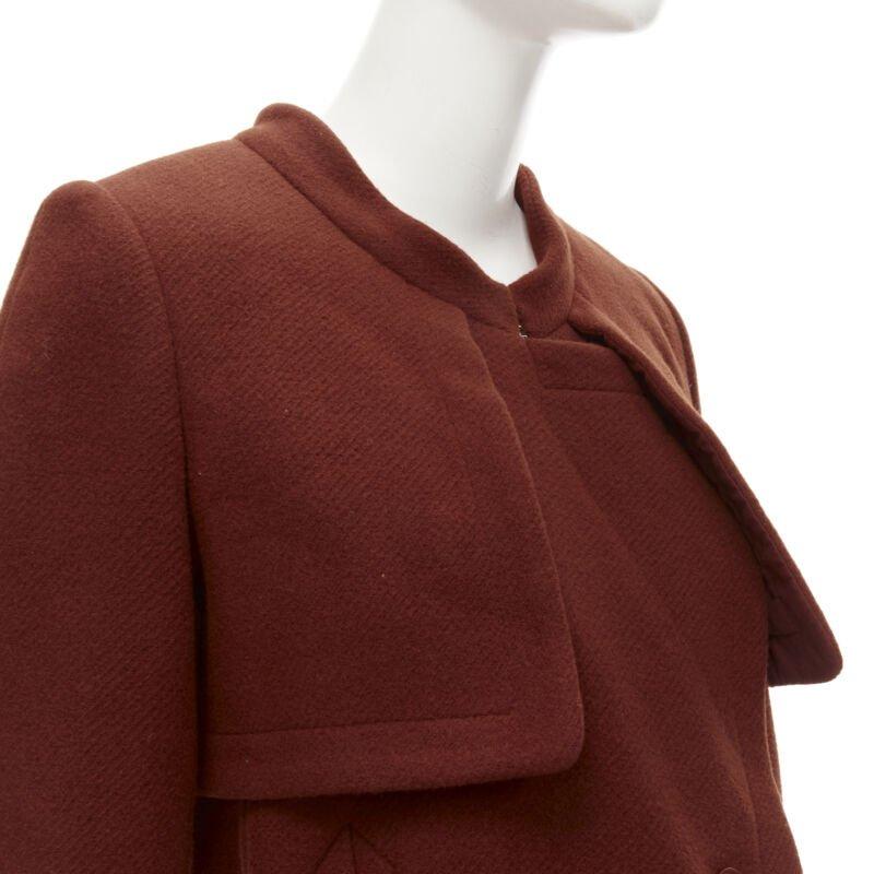 CHLOE 2015 cappotto lungo in lana rosso mattone con cintura ad alamari FR38 M in vendita 3