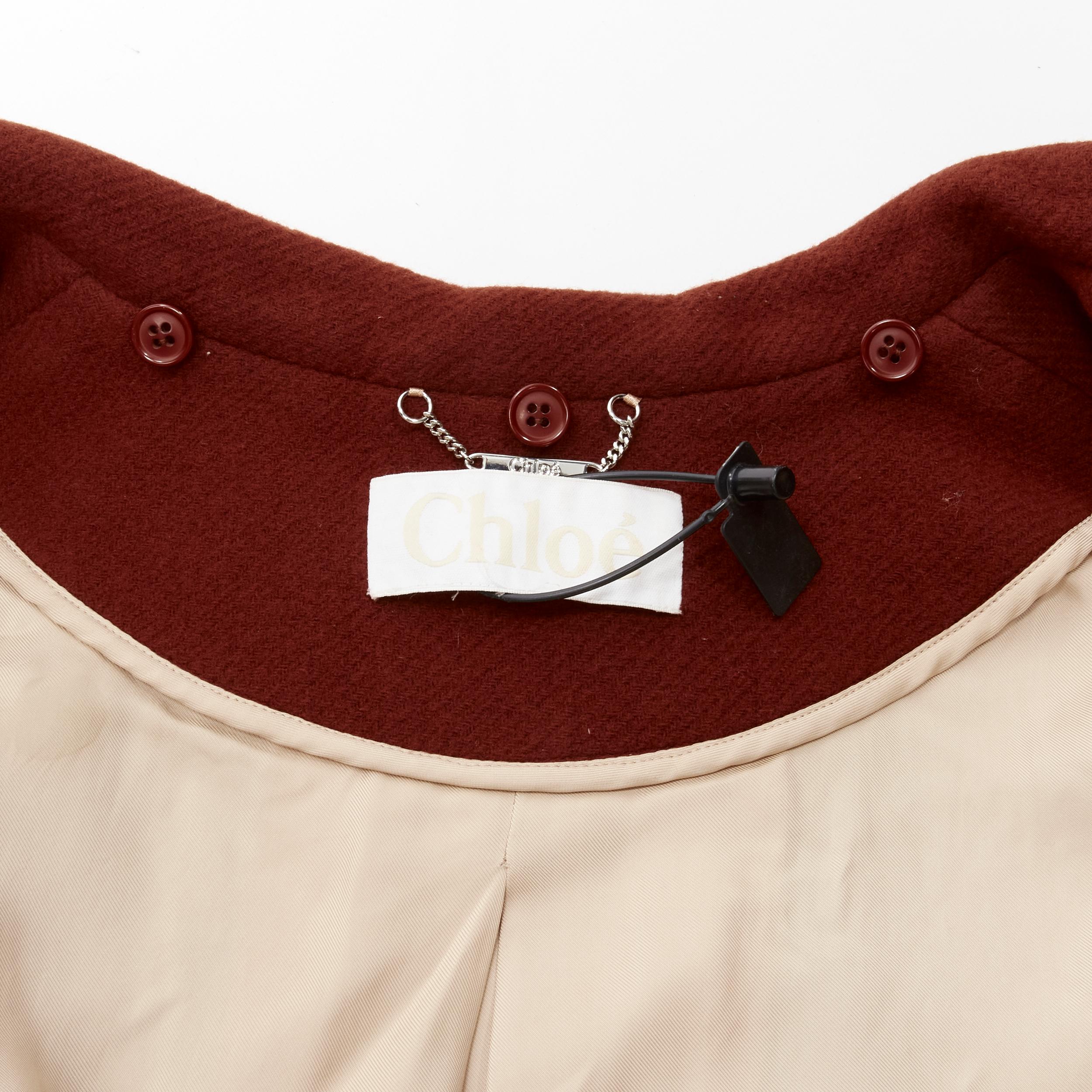 CHLOE 2015 brick red wool toggle belt long coat FR38 M 5