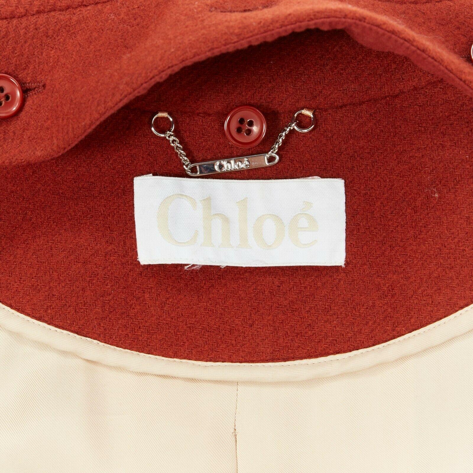 CHLOE 2015 red brown detachable lambskin fur shearling collar coat FR 38 M 7