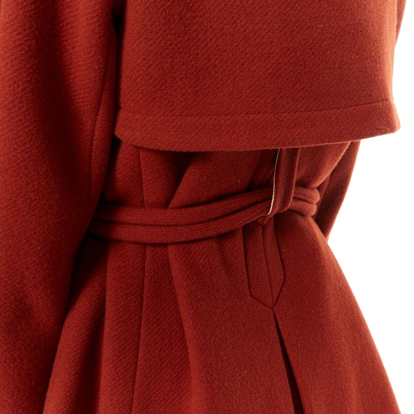 CHLOE 2015 red brown detachable lambskin fur shearling collar coat FR 38 M 2