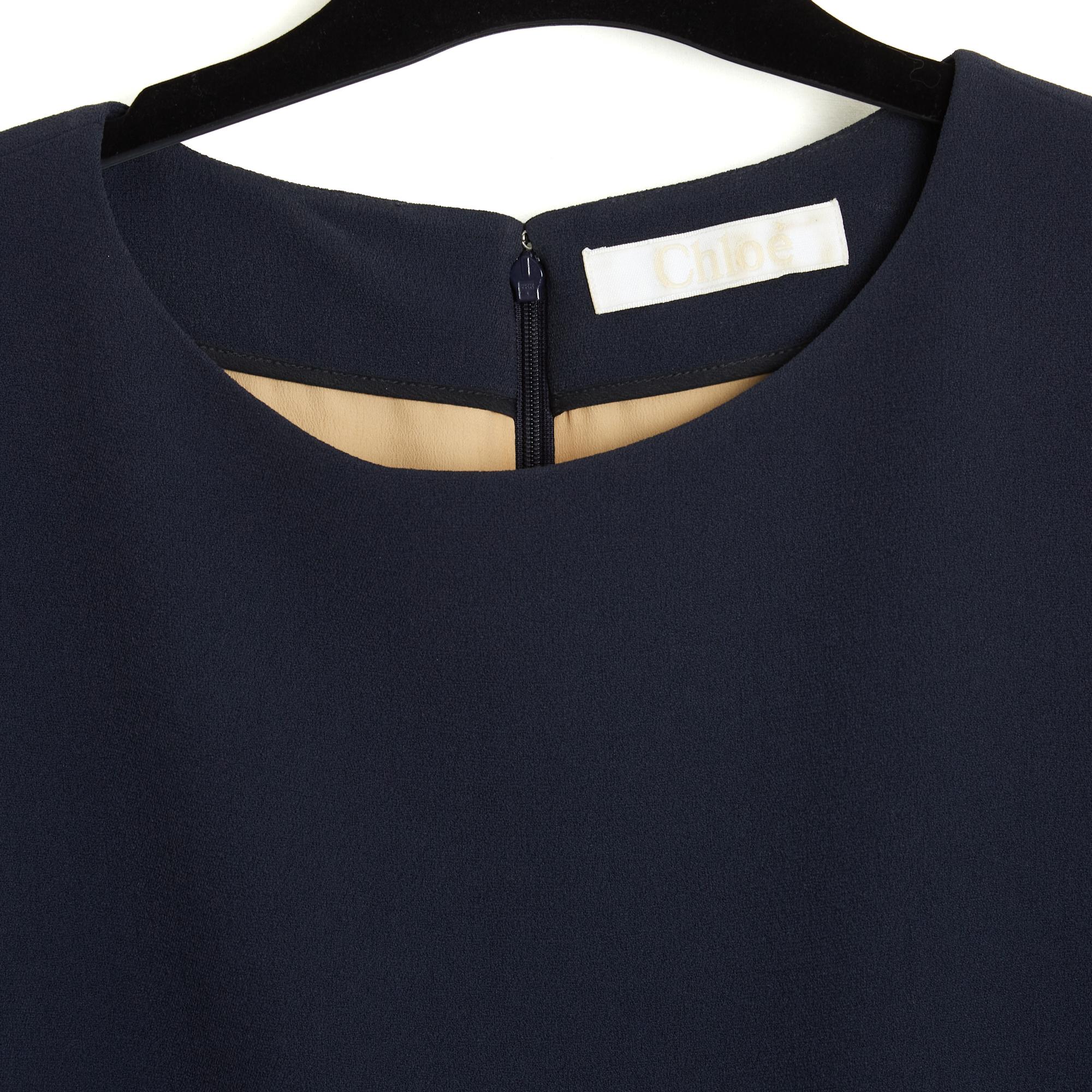 Nero Chloé 2015 Robe marine FR38 Marin Crepe ruches Abito perfetto UK10 US8 Chloe in vendita