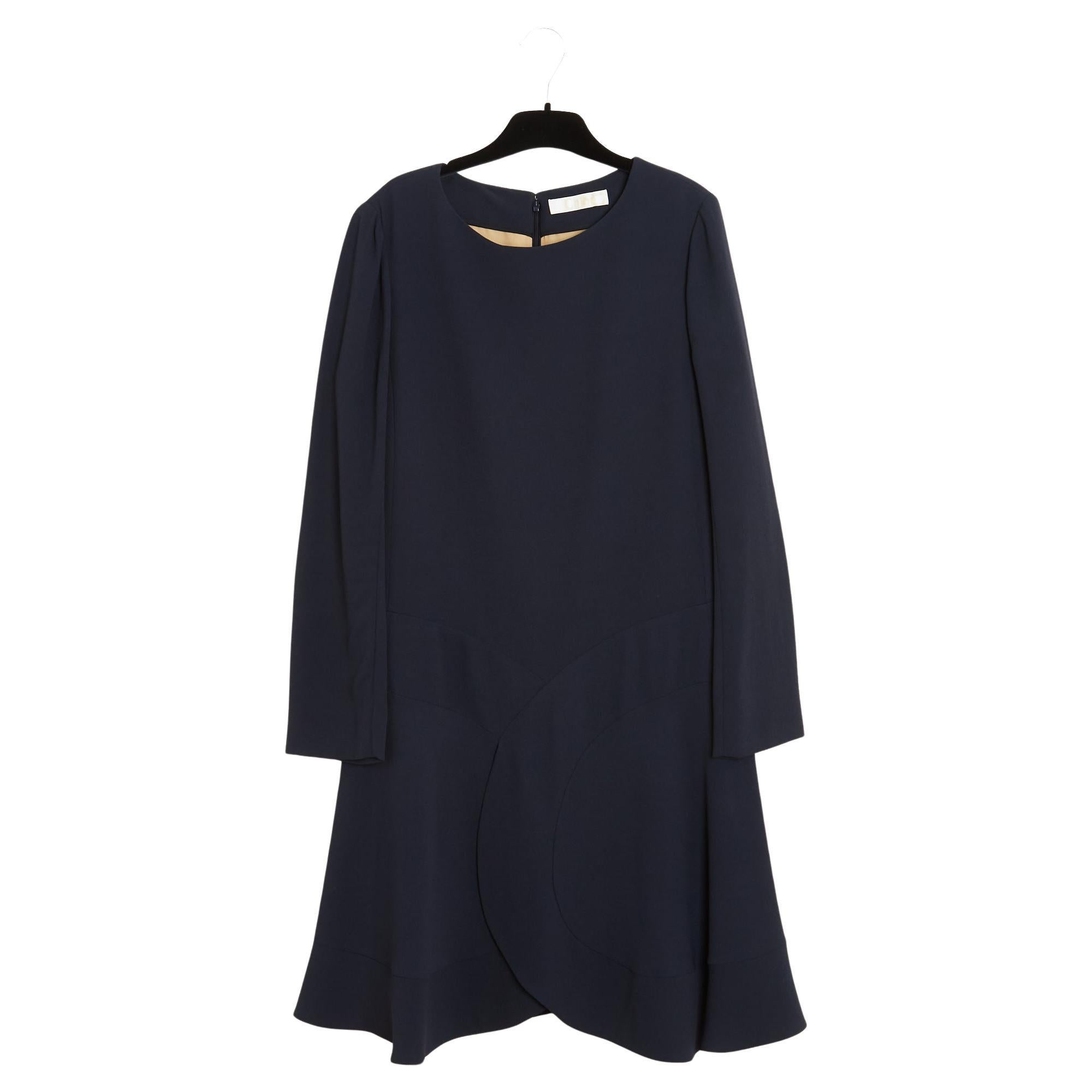 Chloé 2015 Robe marine FR38 Marin Crepe ruches Abito perfetto UK10 US8 Chloe in vendita
