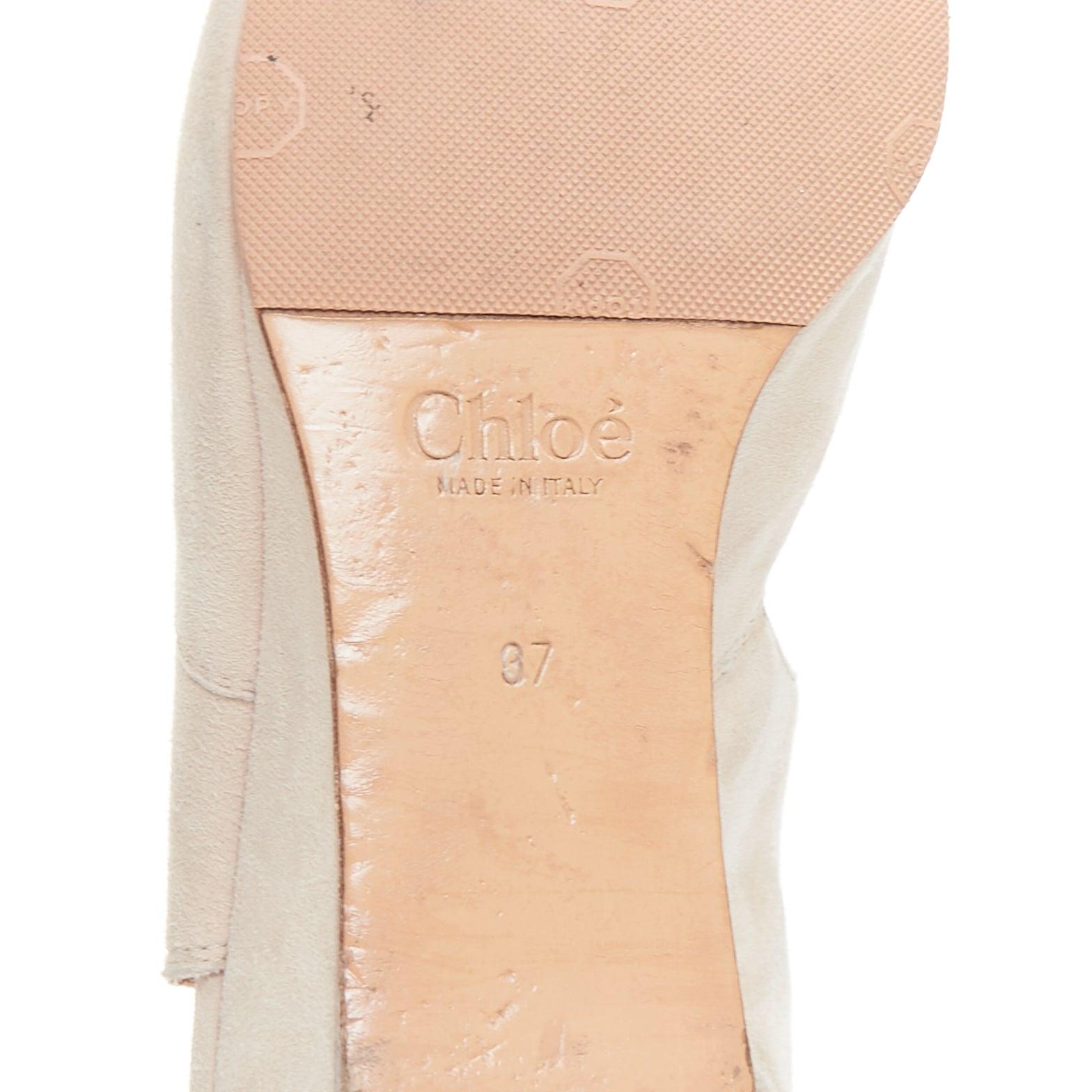 CHLOE 2015 Runway beige in pelle scamosciata con zeppe gladiatore open toe EU37 in vendita 6