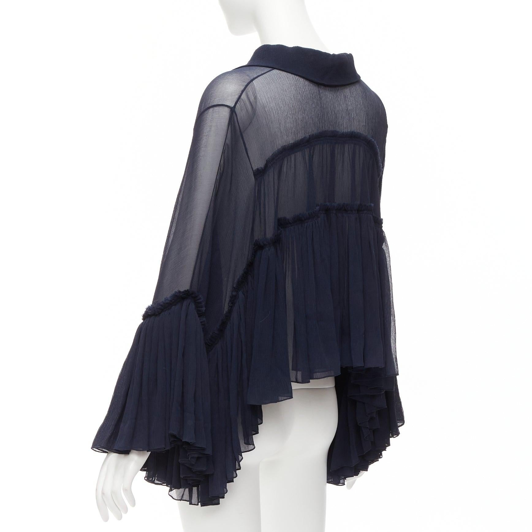 CHLOE 2015 Runway silk chiffon voluminous ruffle sleeve tie neck boho blouse For Sale 2