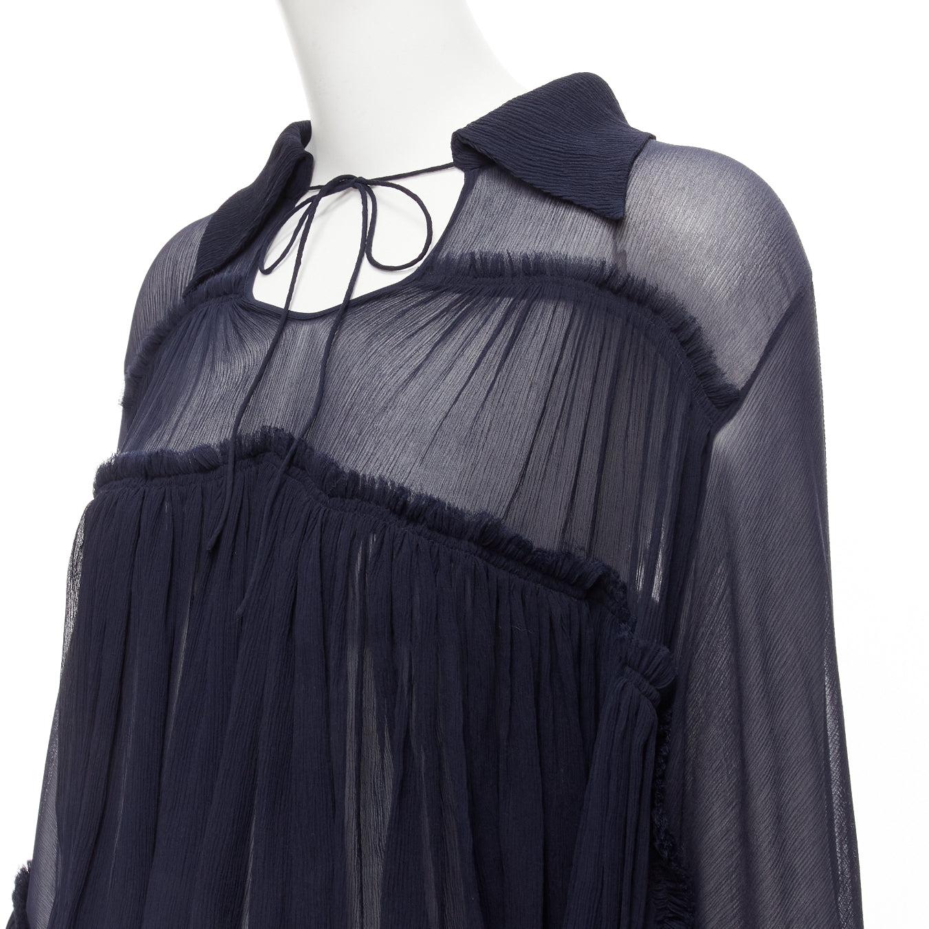 CHLOE 2015 Runway silk chiffon voluminous ruffle sleeve tie neck boho blouse For Sale 3