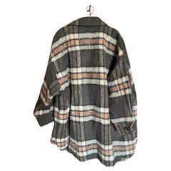 Chloé 2017 Fall/Winter Green Mohair Plaid Coat Oversized Fit Size S