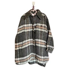 Chloé 2017 Fall/Winter Green Mohair Plaid Coat Oversized Fit Size S