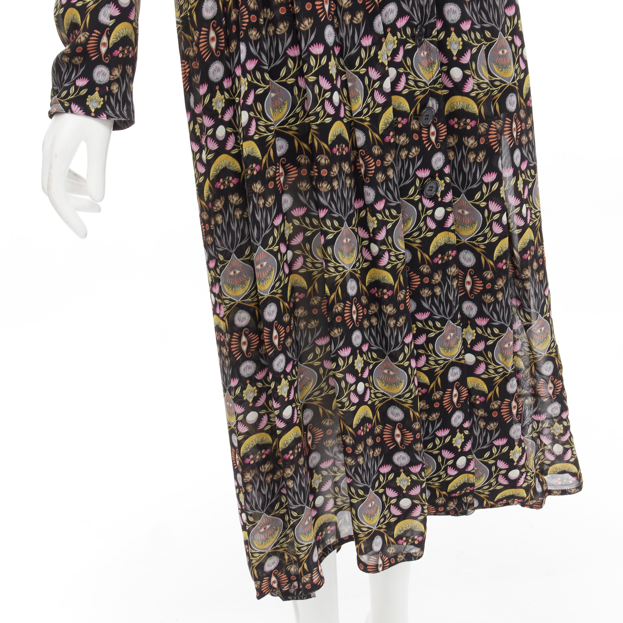 CHLOE 2018 Mystic Eye black yellow viscose bohemian print midi dress FR34 XS 1