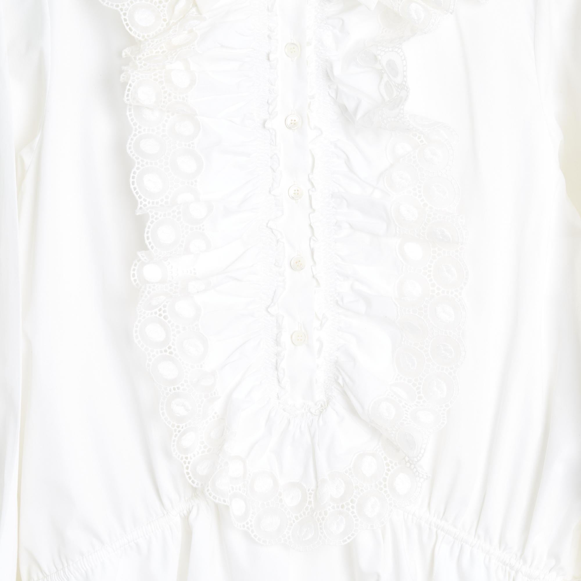 Chloé 2018 Robe Plastron FR40 Camisa de encaje de popelina con volantes Vestido UK12 US10 Chloe Blanco en venta