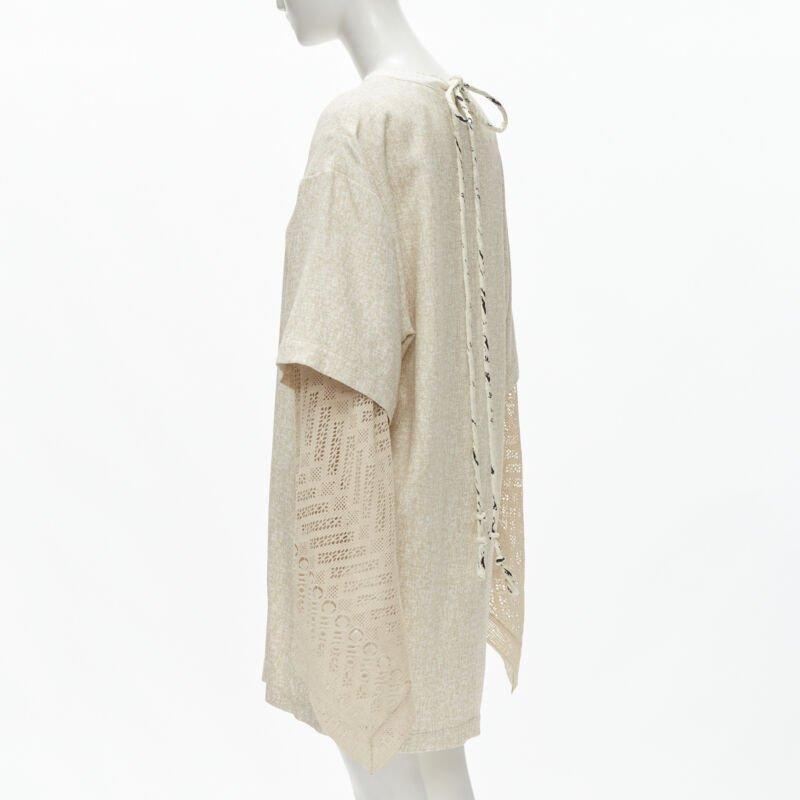CHLOE 2019 Sandy Khaki speckle bohemian crochet sleeves layered dress FR40 M For Sale 1