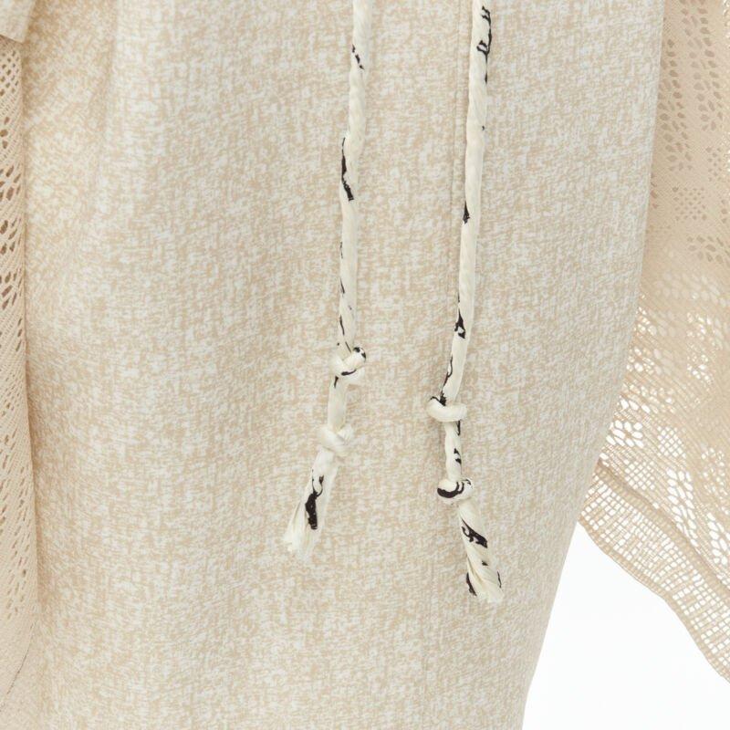 CHLOE 2019 Sandy Khaki speckle bohemian crochet sleeves layered dress FR40 M For Sale 3