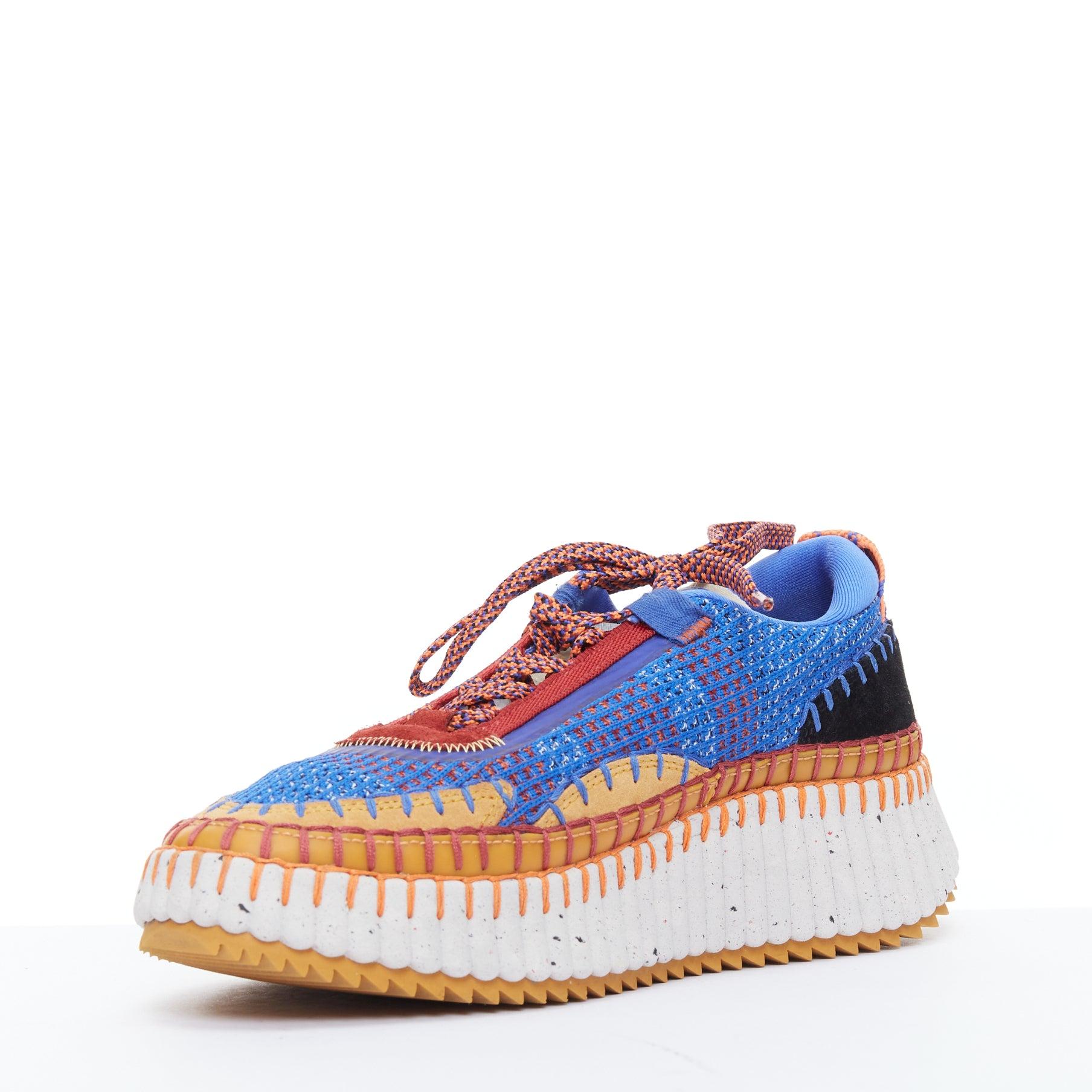 CHLOE 2023 Nama multicolor topstitch suede fabric chunky sneaker EU39 In Good Condition In Hong Kong, NT